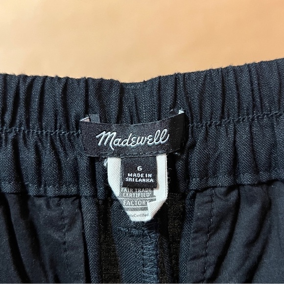 Madewell The Tailored Tapered Pants Linen Blend Barrel Leg Trousers Black Size 6 - Picture 3 of 11